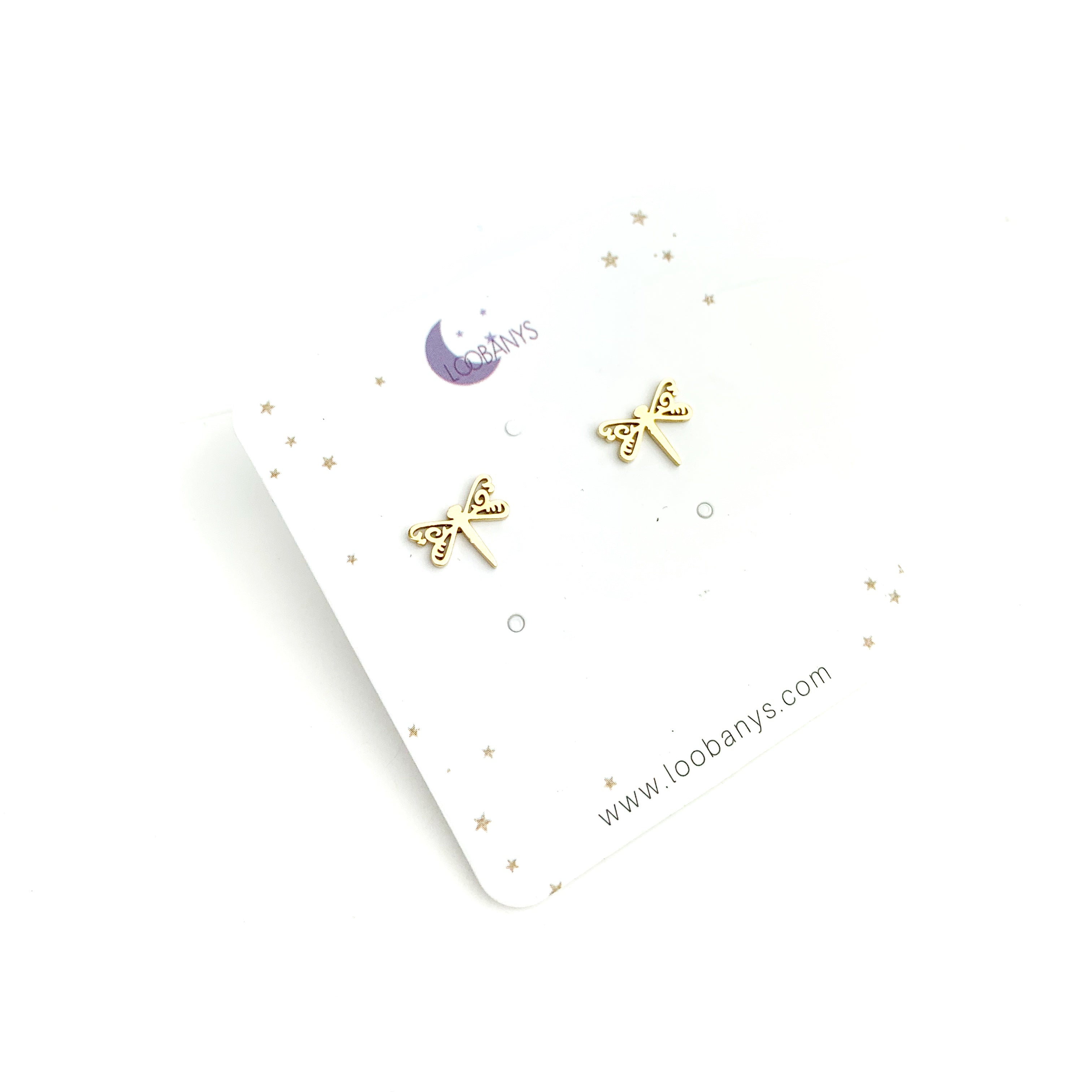 Golden Libelula Studs - LoobanysJewelry
