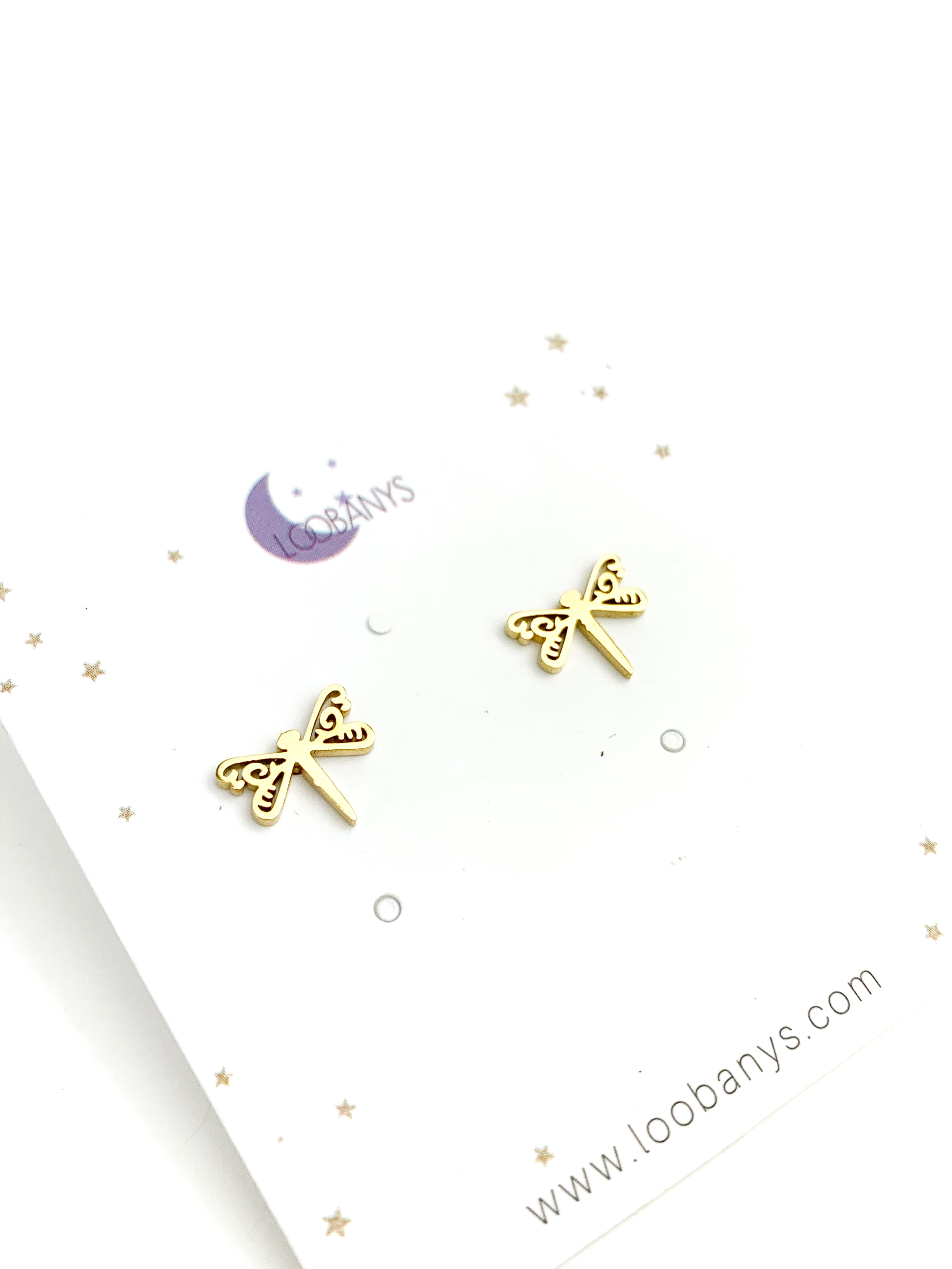 Golden Libelula Studs - LoobanysJewelry